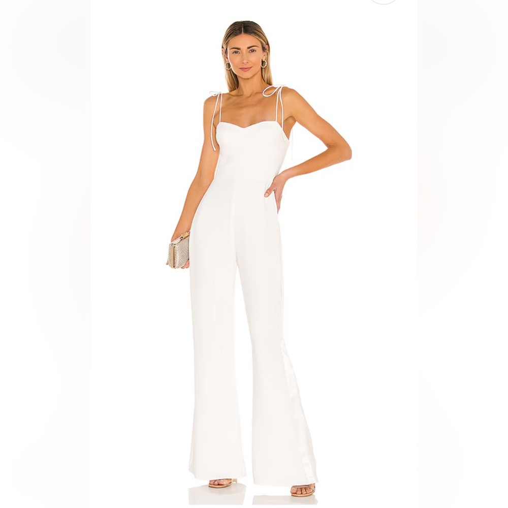 Amanda Uprichard Cream Jumpsuit with Sweetheart Neckline